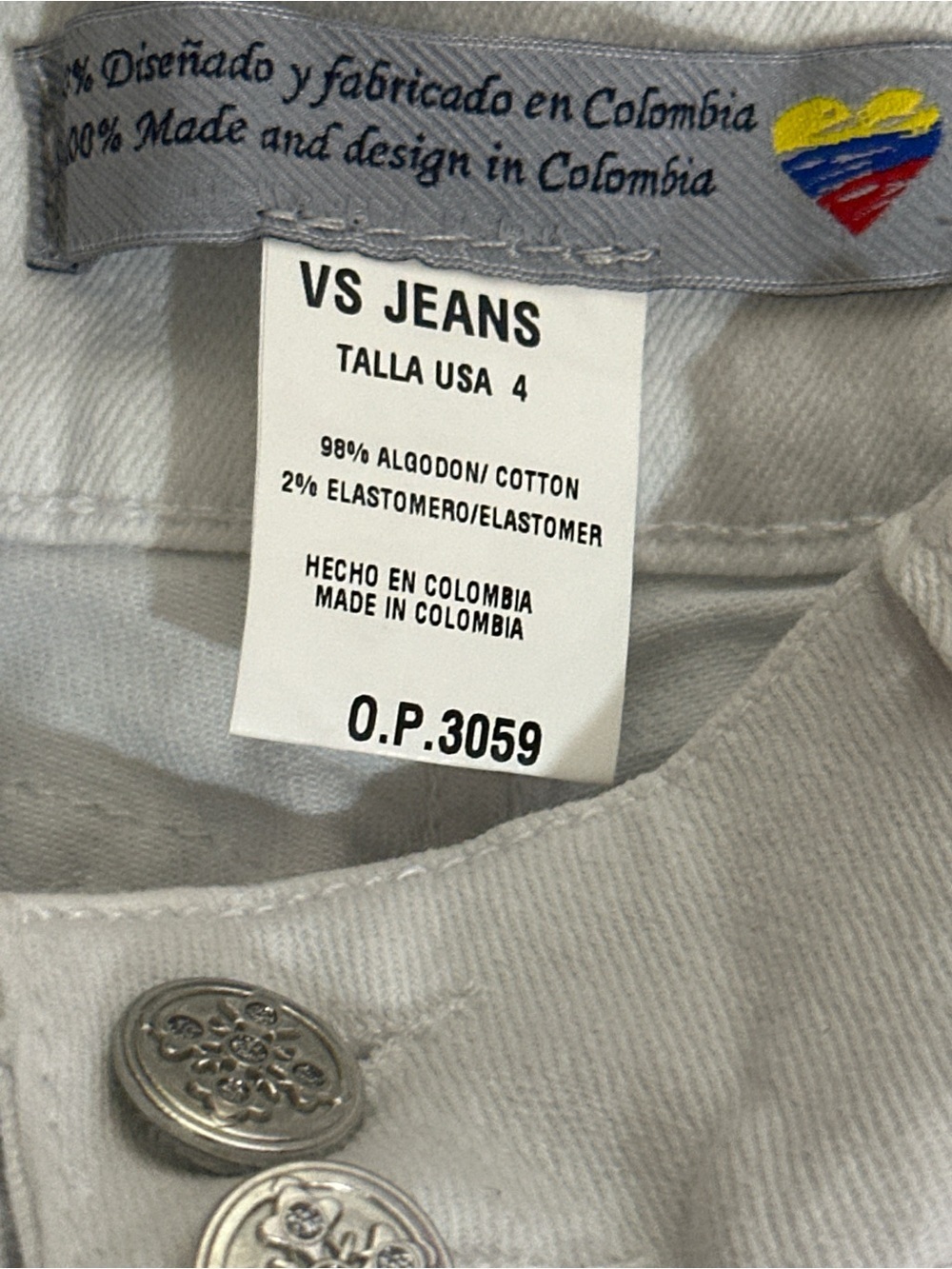 Virtual Sensuality VS Jeans White Colombian Stretch Rhinestone Jeans Size 4 - Picture 8 of 9